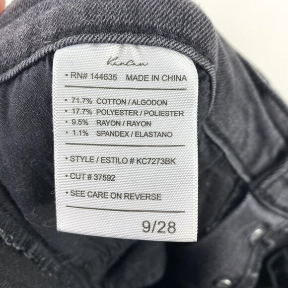 KanCan Jeans Size 28 Bianca High Rise Exposed Button Fly Raw Hem Black Denim - Picture 5 of 5